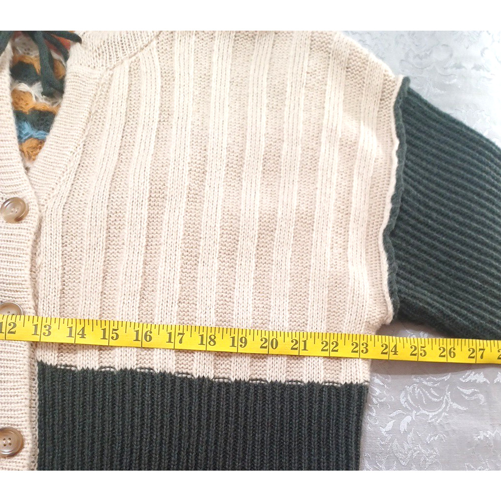 Miss Me Women's Cardigan Sweater Hood Tie Beige Check Aztec Sz M Acrylic Country - Picture 10 of 13